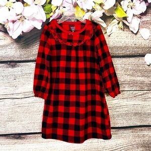 Carter’s Toddler Girls Red Black Plaid Printed Flared Bow Sweater Dress 2T